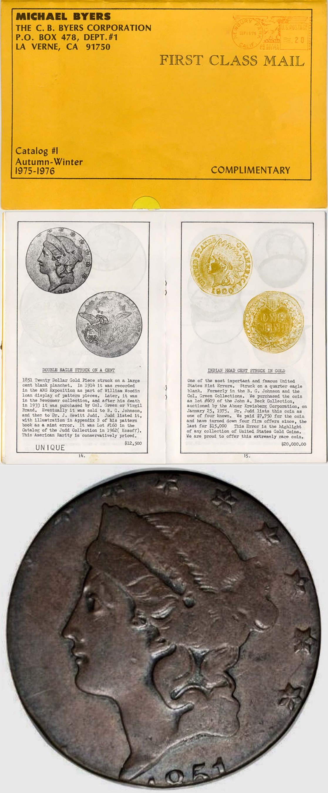 $20 Liberty off-metal error